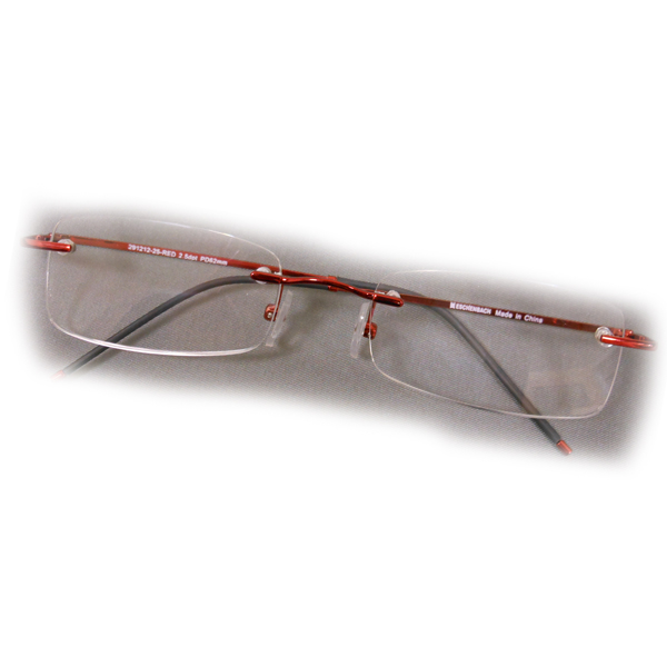 +3.5 Diopter Eschenbach Rimless Reading Glasses - Red Rectangle - Click Image to Close